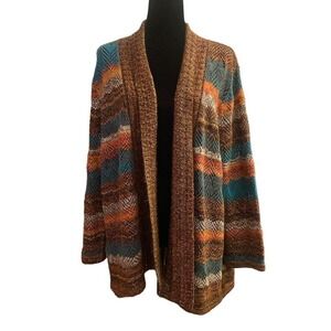 Alfred Dunner Earth tone‎ Multicolored Open Cardigan Size 1X